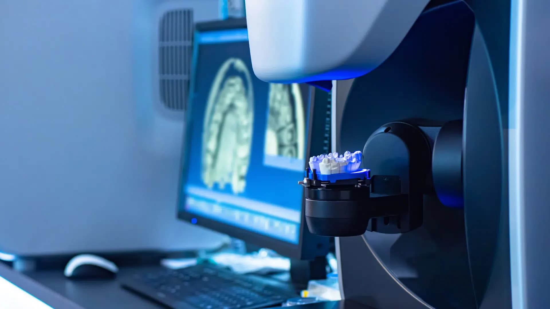 Dental professional working in a laboratory